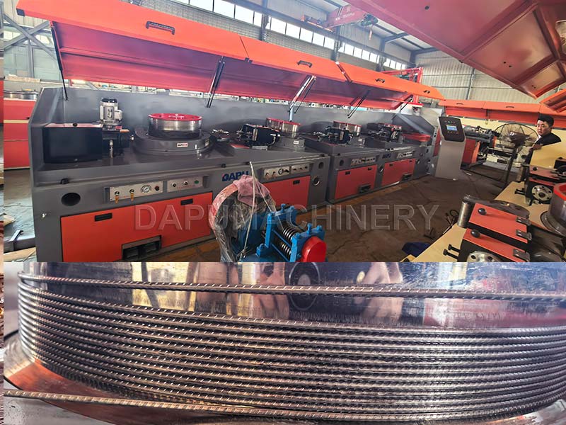 JIAKE 4-block straight-line wire drawing and 3-rib cold rolling machine operating in Zimbabwe.