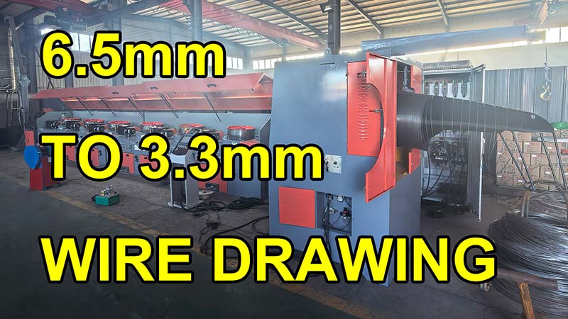 JIAKE 6-block straight-line wire drawing machine processing 6.5mm to 3.3mm low carbon steel wire.