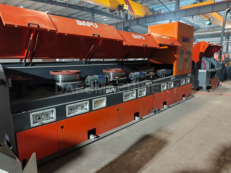 JIAKE straight-line wire drawing machine processing 6.1mm steel rod to 3.6mm wire in Brazil.